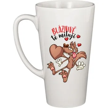 Hrnek latté s potiskem Bláznivě tě miluji