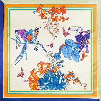 Šátek Velký šátek---Květiny, ptáci a motýli 2