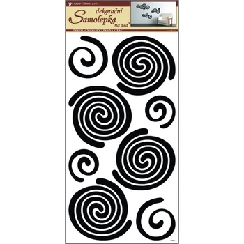 Samolepící dekorace Samolepky na zeď spirály černé, 60x32cm