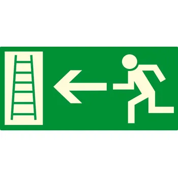 Fotoluminiscenční tabulka - únik žebřík vlevo fotoluminscenční samolepka 200x100 mm