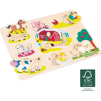 Woet by New Classic Toys New Classic Toys Dřevěné vkládací puzzle farma 10430