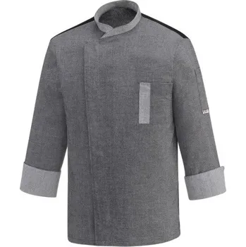 Gastro oděv EGOchef Kuchařský rondon TWINS šedý - dlouhý rukáv XXL E-2078067C2XL