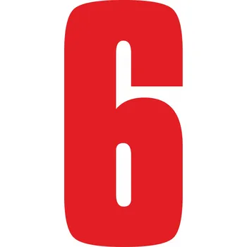 Papír Samolepicí 6 červená samolepící vinylová fólie arch 5 ks - čísla 75 mm