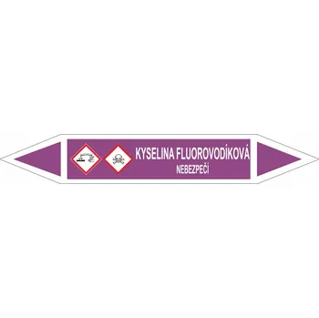 Oboustranná šipka GHS - Kyselina fluorodíková Samolepka PVC 2: 472 x 74 mm