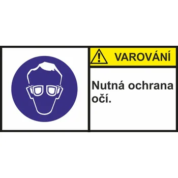 Značení Varování - Nutná ochrana očí. samolepící vinylová fólie 35x70 mm