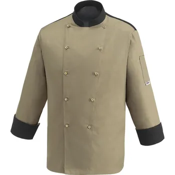 Gastro oděv EGOchef Kuchařský rondon béžový s lemováním - dlhý rukáv XXL E-2028008C2XL