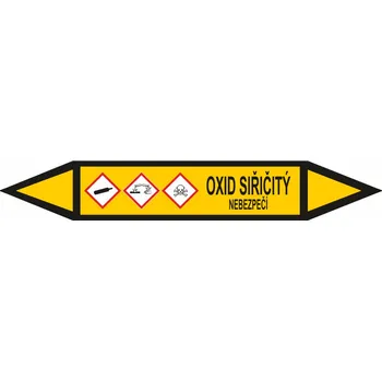 Oboustranná šipka GHS - Oxid siřičitý Samolepka PVC 2: 472 x 74 mm