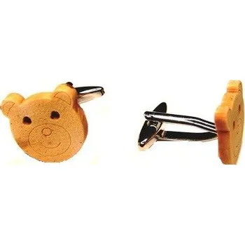 Manžetový knoflíček Manžetové knoflíčky dřevěné, medvídek, méďa Dřevo