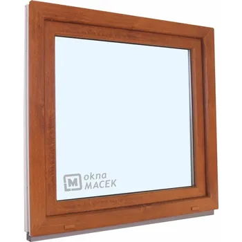 Okno Plastové okno - KNIPPING 70 AD, 900x900 mm, OS, zlatý dub Otevírání: pravé (OSp), Sklo: čiré, Barva, imitace: zlatý dub/bílá (jednostranně) + příslušenství a montážní materiál zdarma