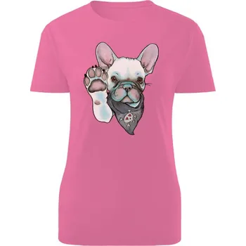 Dámské tričko Tričko s potiskem Dej pac Francouzský Buldoček bílý dámské