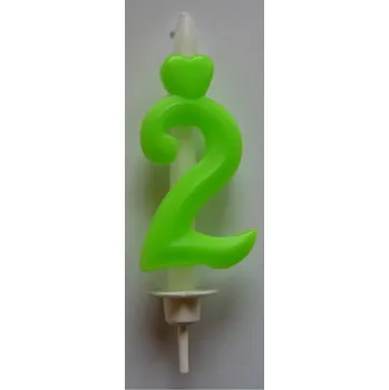 Svíčka Dortová svíčka zelená reflexní - číslice 2