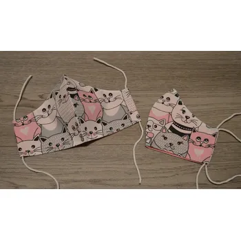 rouška Šárka Lipčáková Dětská bavlněná tvarovaná rouška na gumičky Kočičky 7 - 12 let