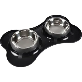 Příbor Love Story Dvojmiska pro psy, nerezová ocel, O 14 cm, černá
