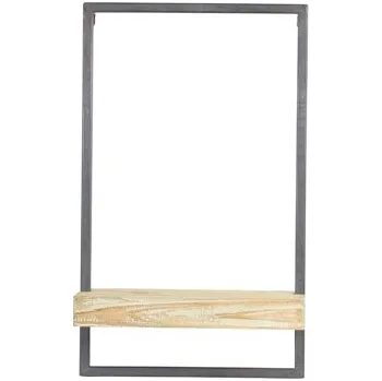 police Nástěnná dřevěná polička Maddison v kovovém rámu - 30*15*50 cm