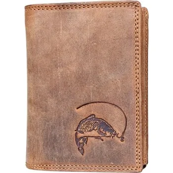 Peněženka FLW Kožená peněženka na stojato s kaprem Hnědá