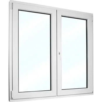 Okno Plastové okno 145x145 cm (1450x1450 mm) | Dvoukřídlé okno se štulpem | Bílé | Otevíravé i sklopné | Pravé | 6 komor | 80 mm