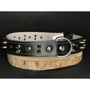 Obojek pro psa Palkar obojek z kůže hlazenice pro psy zdobený hroty 80 cm x 30 mm černý (Palkar obojek z kůže hlazenice pro psy zdobený hroty 80 cm x 30 mm černý)