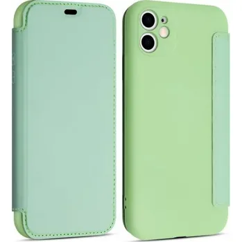 Pouzdro na mobilní telefon Flipové silikonové pouzdro s kapsou na kartu pro iPhone 11 - zelené