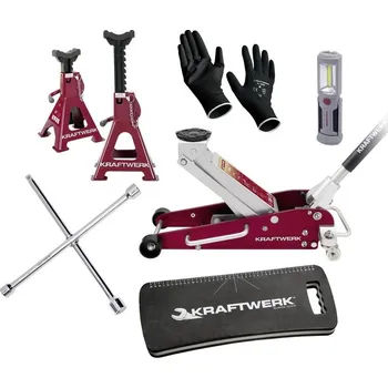 Sada nářadí KRAFTWERKTOOLS BEST OF KW: Souprava nářadí pro pneuservisy + zvedák 2,5t 3981 6ks