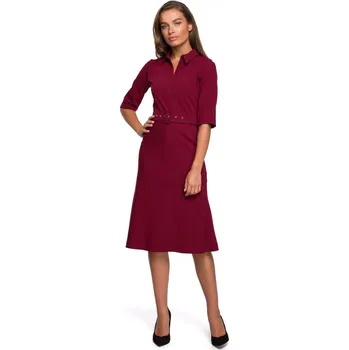 Dámské šaty Stylove Elegantní šaty s límečkem Style S231 bordó EU velikost: L