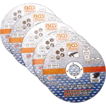 Řezný kotouč Rozbrušovací kotouč na nerezovou ocel 125 x 1,0 x 22,2 mm BGS103936. Sada 5 dílů (BGS 103936 Rozbrušovací kotouč na nerezovou ocel 125 x 1,0 x 22,2 mm. Sada 5 dílů)