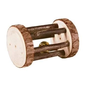 Hračka pro kočku Hrací váleček s rolničkou, dřevo s kůrou