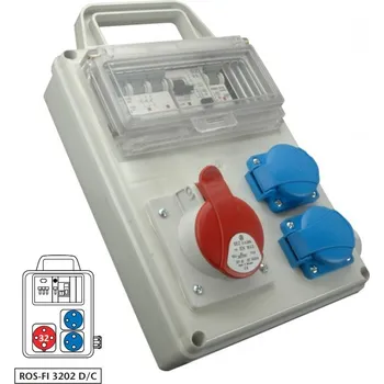 Rozvaděč Zásuvková rozvodnice ROS FI-3202 D 1x3243+2x230V jištěná s chráničem, s držákem, IP44 (SEZ ROS FI-3202 D)