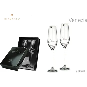 Sklenice Swarovski - Venezia flétny s bílými krystaly Swarovski Elements v luxusním balení - 2*230 ml
