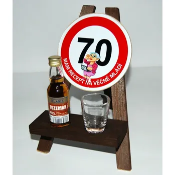 Žertovný předmět Stojan s panákem a flaštičkou k výročí narození