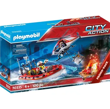 Stavebnice Playmobil Playmobil 70335 hasiči s helikoptérou a člunem