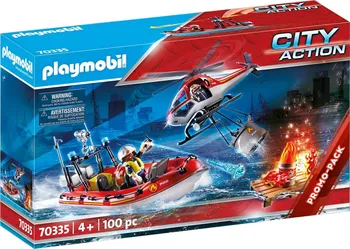 Stavebnice Playmobil Playmobil 70335 hasiči s helikoptérou a člunem