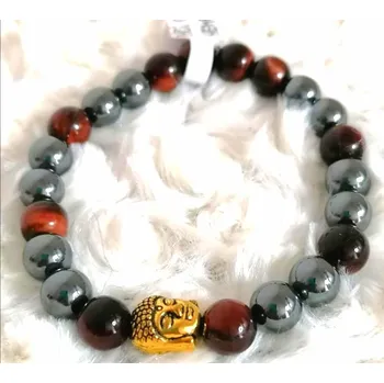 Náramek Hematit a býčí oko náramek - 0,8 cm kuličky