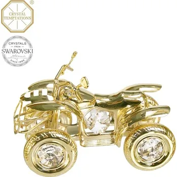 Figurka Designová figurka ČTYŘKOLKA s bílými krystaly v dárkové krabičce - 9,5*5*6,5 cm