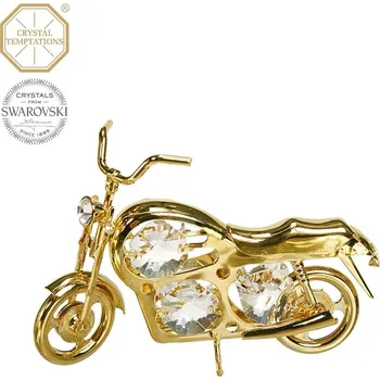 Figurka Designová figurka MOTORKA s bílými krystaly v dárkové krabičce - 5,5*8,8 cm