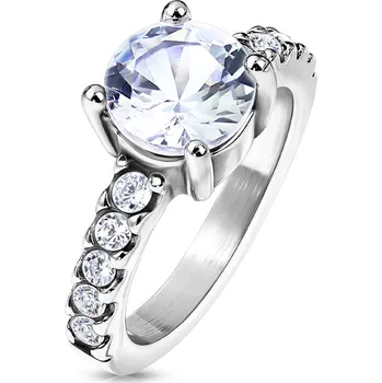 Prsten Šperky4U Ocelový prsten s čirým zirkonem, vel. 52 - velikost 52 - OPR1863-52