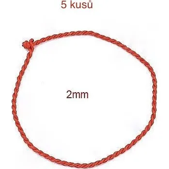 Náramek Lucky náramek červený bavlněný 2mm pro štěstí ručně pletený 5ks ručně pletený