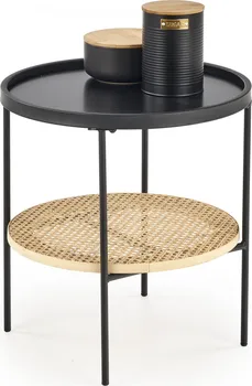 Konferenční stolek Halmar Kampa černý/přírodní ratan