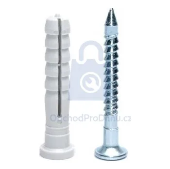 Hmoždinka Hmoždinka natloukací, plochý lem, ZN vrut 6 x 45, balení 100 ks