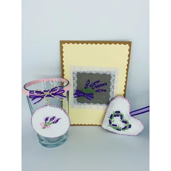 Dárková krabička BRIMOON Svícen Levandule v. 13cm Blahopřání Levandule Srdíčko pro maminku s levandulí dárková sada