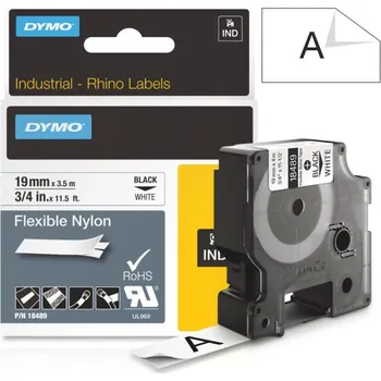 Pásek do tiskárny Páska Dymo Rhino nylon, 19mm (18489) bílá, černý tisk, 3,5m