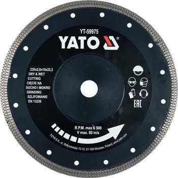 Řezný kotouč Řezný kotouč 230x22,2x2mm YATO tenký mašličkový na keramiku a obklady YT-59975