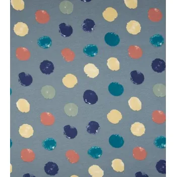 Teplákovina nepočesaná organic barevné tečky na modré | RTex