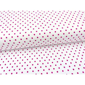 Mirtex Plátno DOMESTIK 145/21485-5 Puntíky Purpurové 5mm šíře 150cm Ceník: METRÁŽ: od 1 metrů