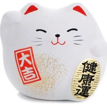 Japonská kočka štěstí Maneki Neko, bílá S