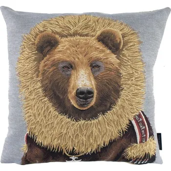 Dekorativní polštářek Gobelínový polštář Hnědý medvěd - 45*15*45 cm