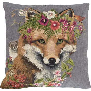 Dekorativní polštářek Gobelínový polštář Liška s květinami - 45*15*45cm