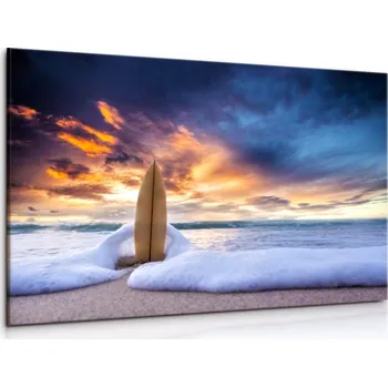 Obraz Malvis ® Obraz Surf v písku s malebnou oblohou Velikost: 60x40 cm