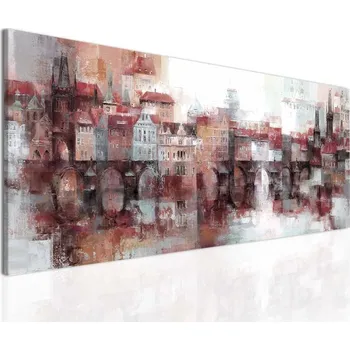 Obraz Malvis ® Obraz snové pražské panoráma - bordó Velikost (šířka x výška): 50x20 cm