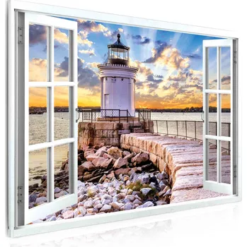 Malvis ® Obraz okno maják v Portlandu Velikost (šířka x výška): 60x40 cm