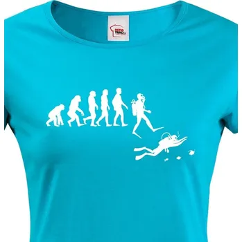 Dámské tričko Dámské tričko - Evoluce potápění, Barva Modrá, Velikost M, Canvas Dámské tričko s krátkým rukávem Bezvatriko.cz 1